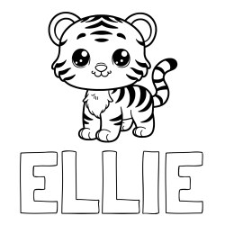 ELLIE Coloring Page and Cute Tiger Cub Coloring Page