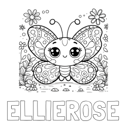 Online Created Coloring Page - ELLIE-ROSE Coloring Page and Cute Butterfly Coloring Page