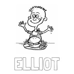 ELLIOT Coloring Page alongside Child Eating a Hamburger Coloring Page -