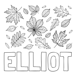 Online Created Coloring Page - ELLIOT Coloring Page and Autumn Leaves Coloring Page