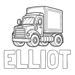 Online Created Coloring Page - ELLIOT Coloring Page and Big Truck Coloring Page