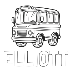 Online Created Coloring Page - ELLIOTT Coloring Page and Children's Coloring Page of a Bus