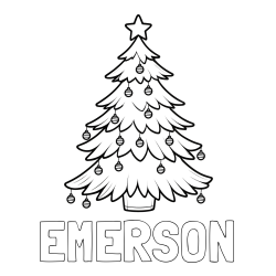 EMERSON Coloring Page and Christmas Tree with Star and Ornaments Coloring Page
