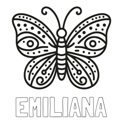 Online Created Coloring Page - EMILIANA Coloring Page and Butterfly Coloring Page (Simple)