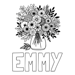 Online Created Coloring Page - EMMY Coloring Page and Flower Bouquet Coloring Page