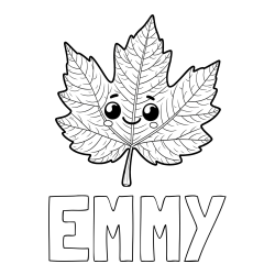 Online Created Coloring Page - EMMY Coloring Page and Smiling Leaf Coloring Page for Kids