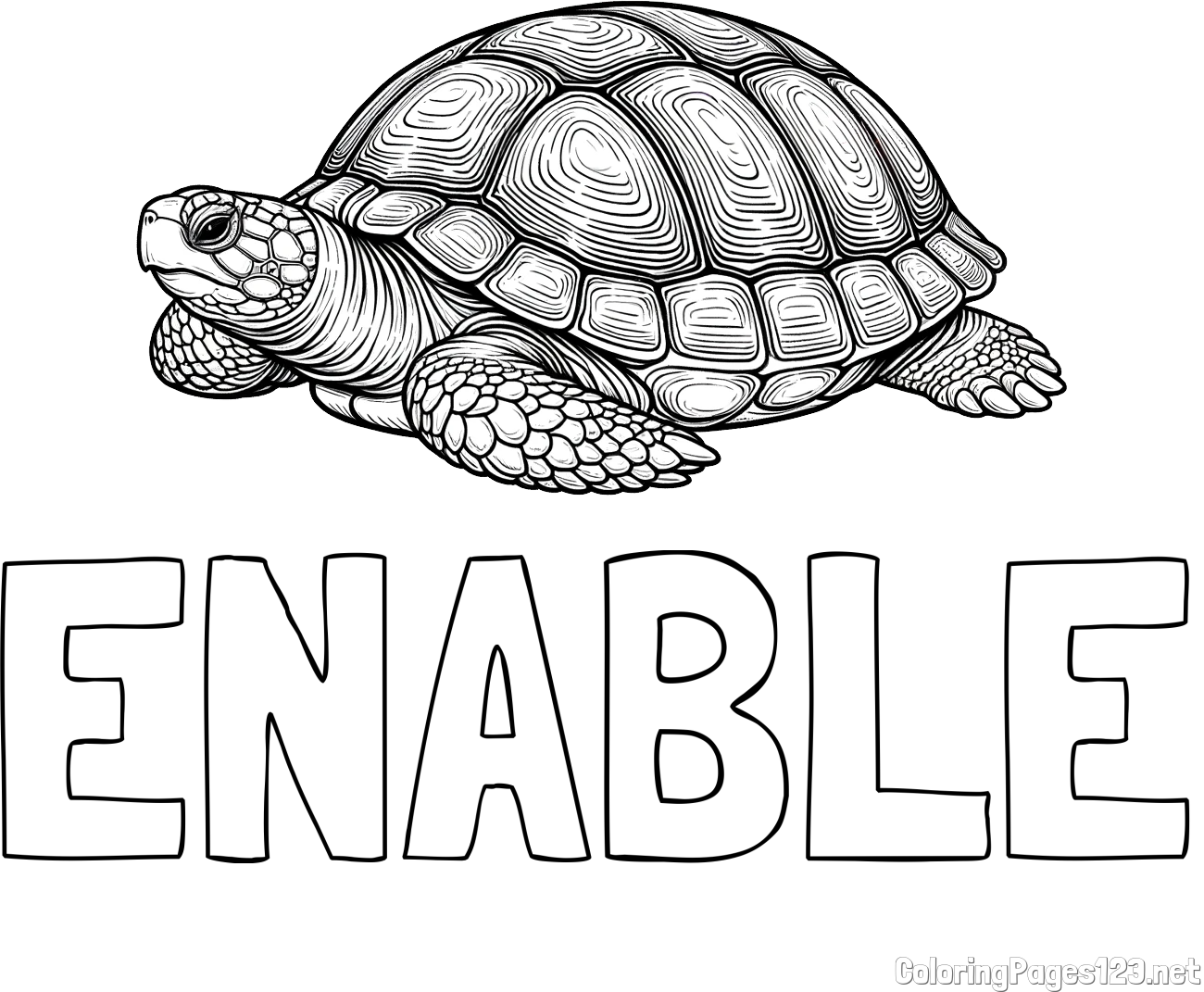 ENABLE Coloring Page and Turtle Coloring Page for Adults