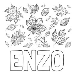 Online Created Coloring Page - ENZO Coloring Page and Autumn Leaves Coloring Page