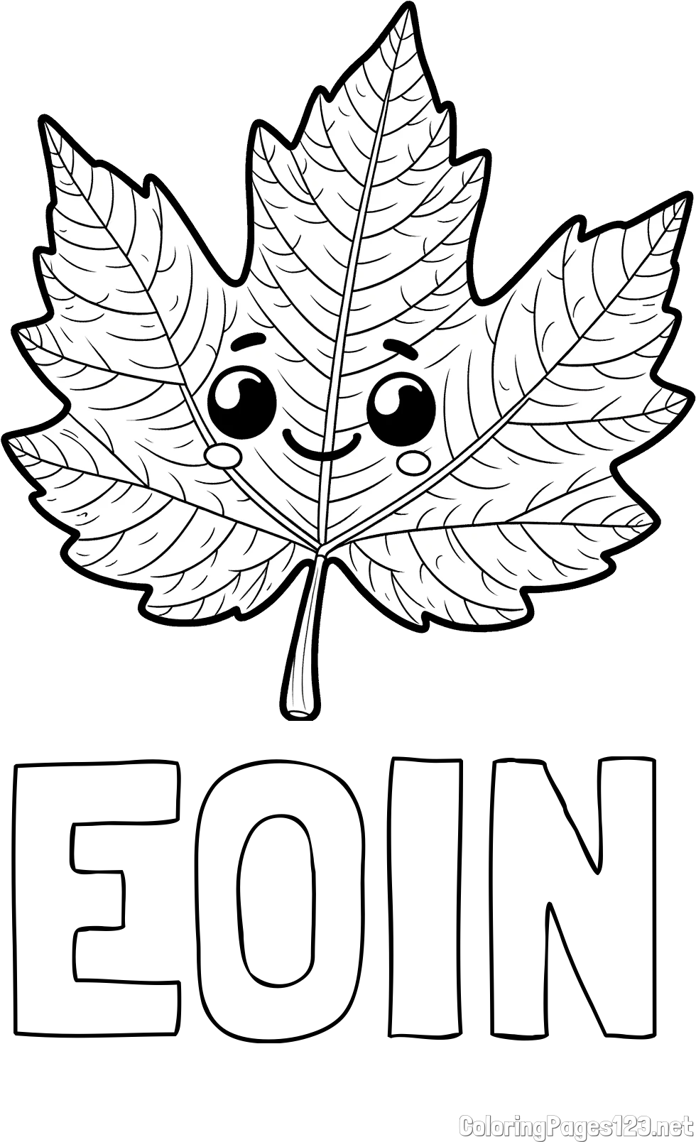 EOIN Coloring Page and Smiling Leaf Coloring Page for Kids