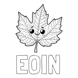 Online Created Coloring Page - EOIN Coloring Page and Smiling Leaf Coloring Page for Kids