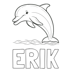 Online Created Coloring Page - ERIK Coloring Page and Children's Coloring Page of a Smiling Dolphin Jumping