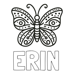 Online Created Coloring Page - ERIN Coloring Page and Butterfly Coloring Page (Simple)