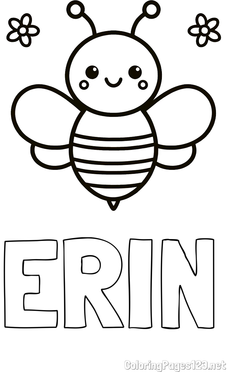 ERIN Coloring Page and Children's Bee Coloring Page