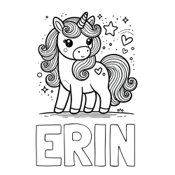 Online Created Coloring Page - ERIN Coloring Page and Cute Unicorn Coloring Page