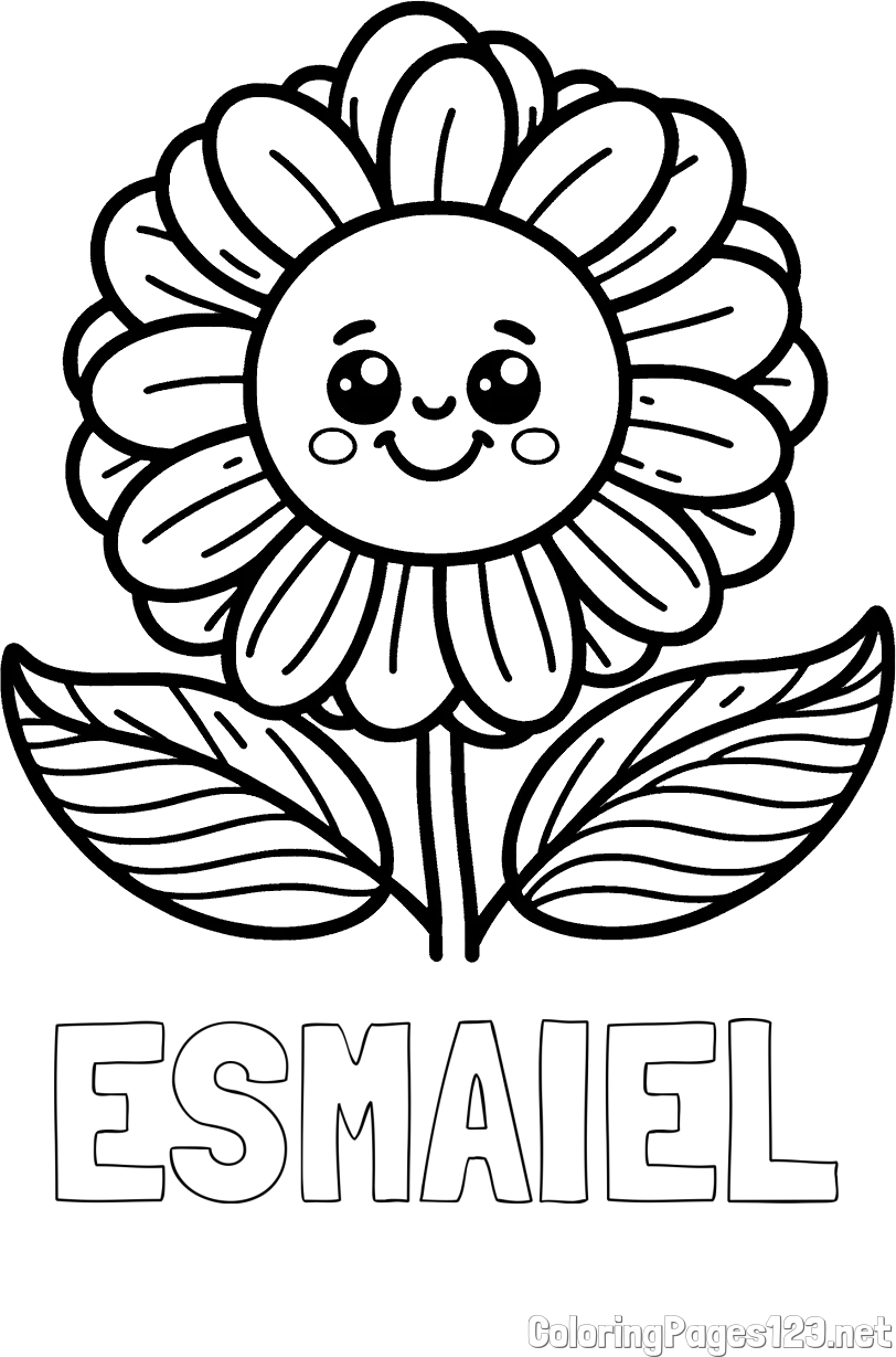 ESMAIEL Coloring Page and Smiling Flower Coloring Page