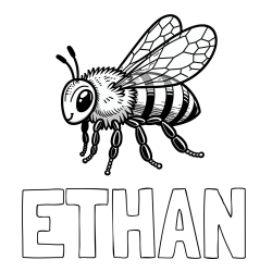 Online Created Coloring Page - ETHAN Coloring Page and Children's Realistic Bee Coloring Book