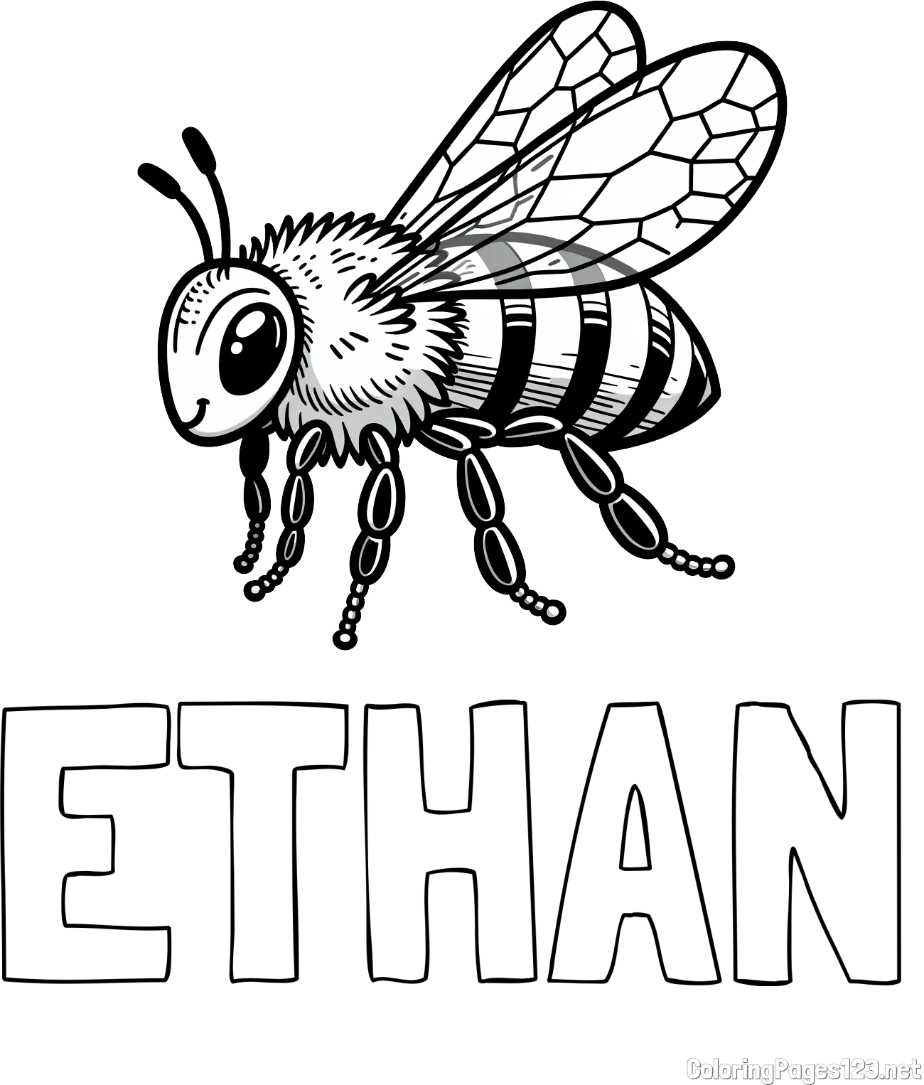 ETHAN Coloring Page and Children's Realistic Bee Coloring Book