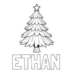 Online Created Coloring Page - ETHAN Coloring Page and Christmas Tree with Star Coloring Page