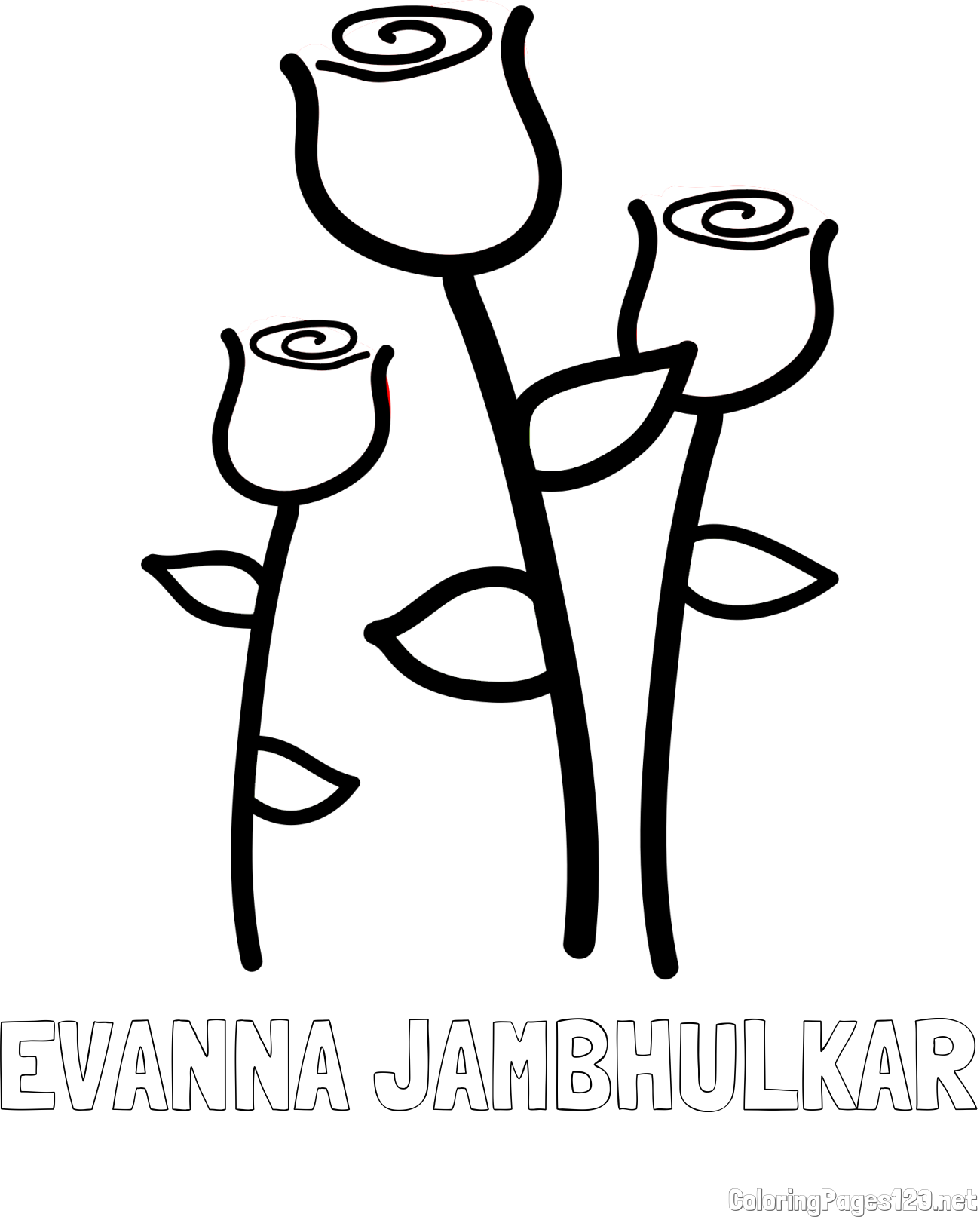 EVANNA JAMBHULKAR Coloring Page and Three Roses Coloring Page