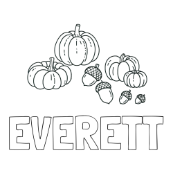 Online Created Coloring Page - EVERETT Coloring Page and Autumn Harvest Coloring Page - Acorns and Pumpkins