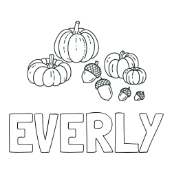 Online Created Coloring Page - EVERLY Coloring Page and Autumn Harvest Coloring Page - Acorns and Pumpkins
