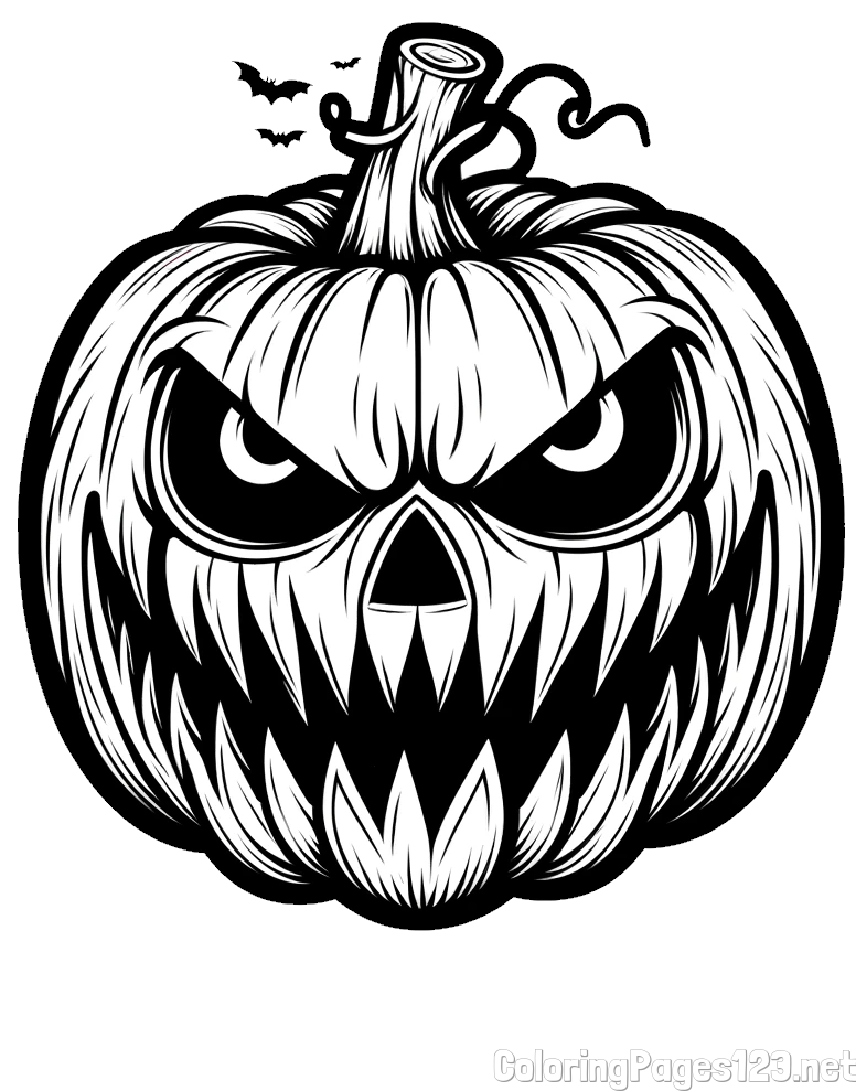 Evil Pumpkin Face Coloring Page