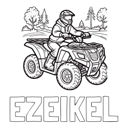 Online Created Coloring Page - EZEIKEL Coloring Page and Motorist on ATV Coloring Page