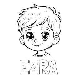 EZRA Coloring Page and Boy Face Coloring Page