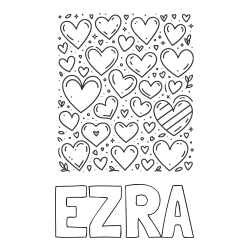 Online Created Coloring Page - EZRA Coloring Page and Children's Coloring Page of Many Hearts