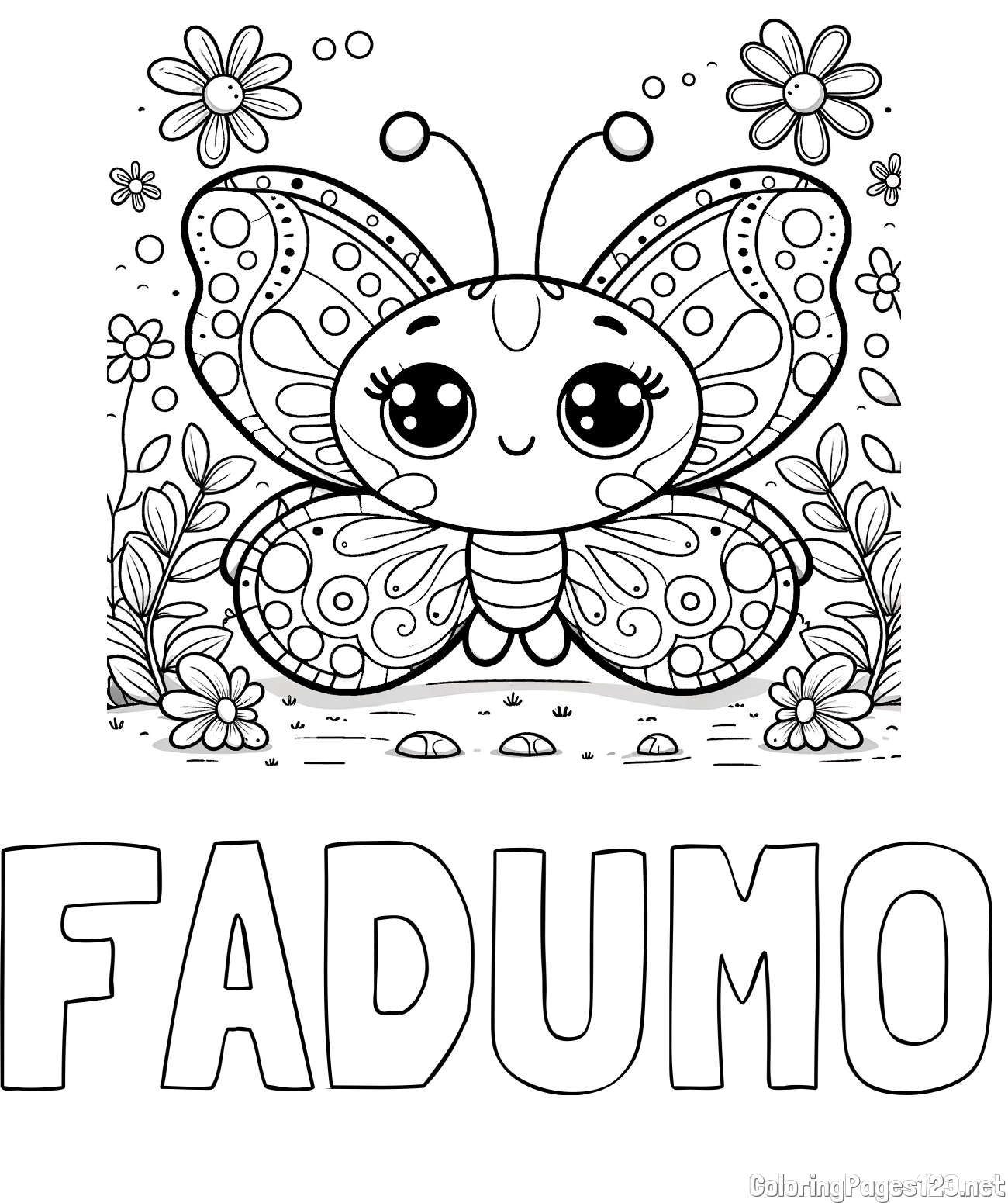 FADUMO Coloring Page and Cute Butterfly Coloring Page