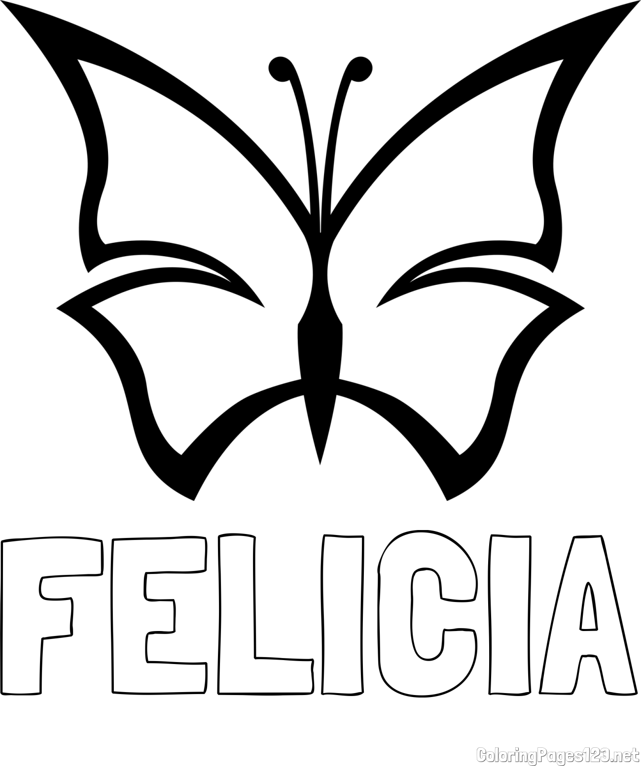 FELICIA Coloring Page and Easy Coloring Page of a Butterfly