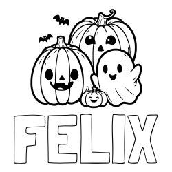 Online Created Coloring Page - FELIX Coloring Page and Halloween Pumpkin and Ghost Coloring Page