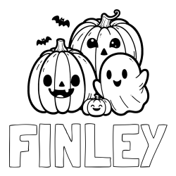 Online Created Coloring Page - FINLEY Coloring Page and Halloween Pumpkin and Ghost Coloring Page