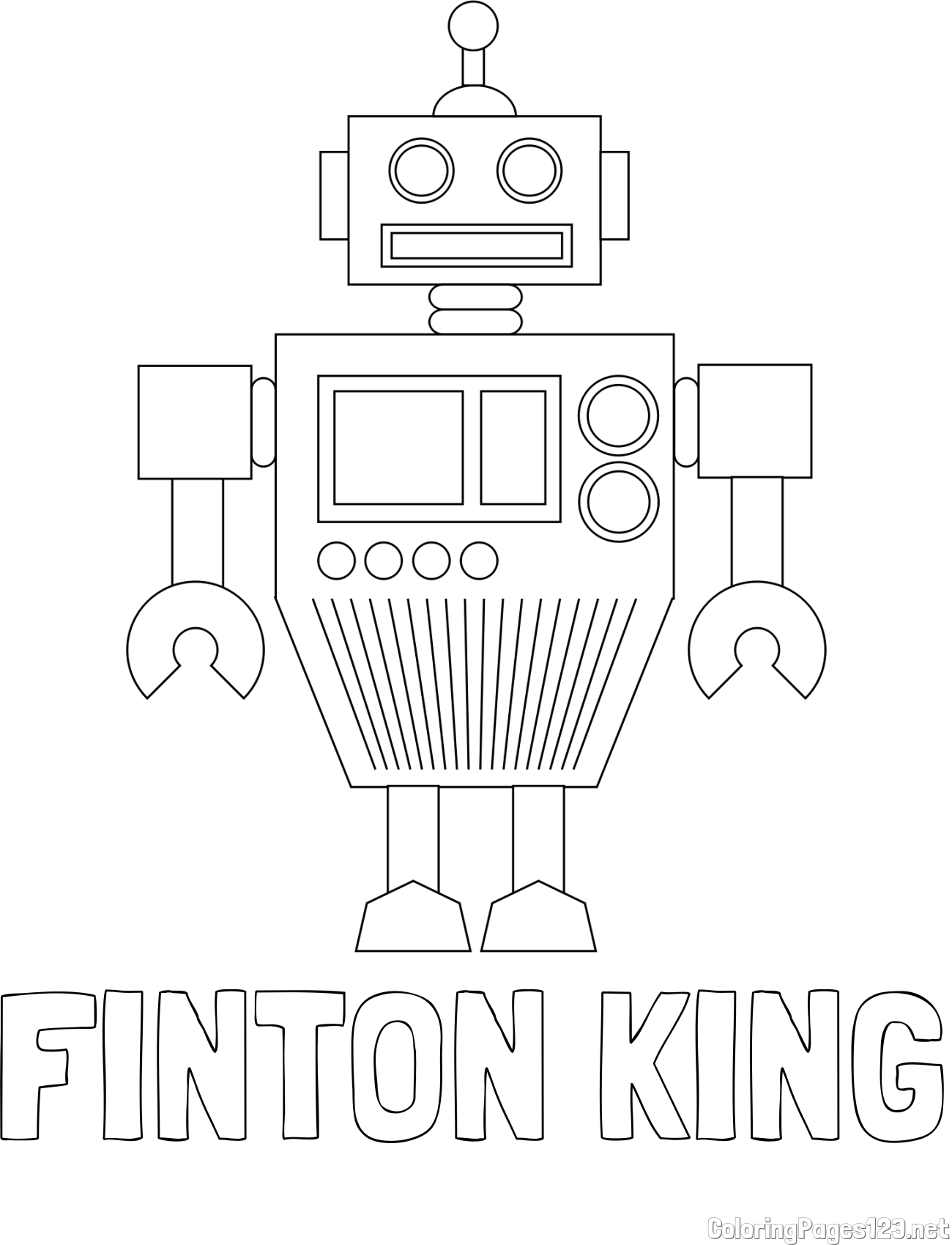 FINTON KING Coloring Page and Standing Robot Coloring Page