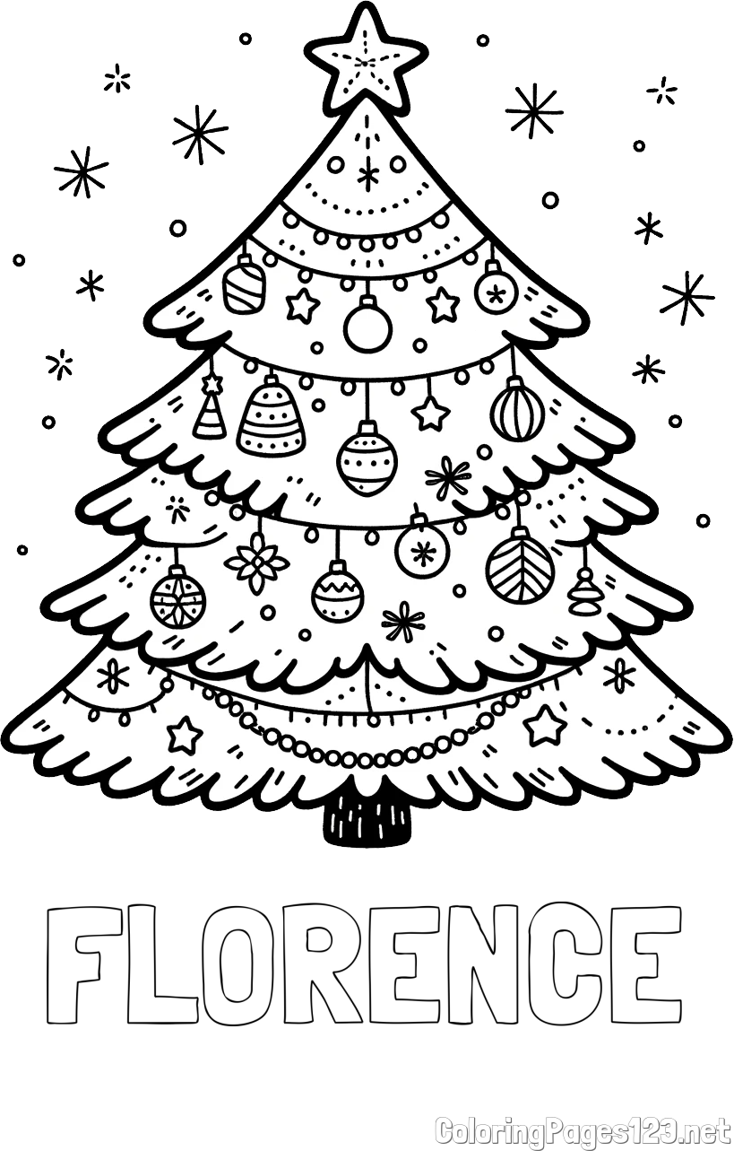 FLORENCE Coloring Page and Coloring Page of a Beautiful Christmas Tree