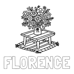 Online Created Coloring Page - FLORENCE Coloring Page and Simple Flower Bouquet Coloring Page