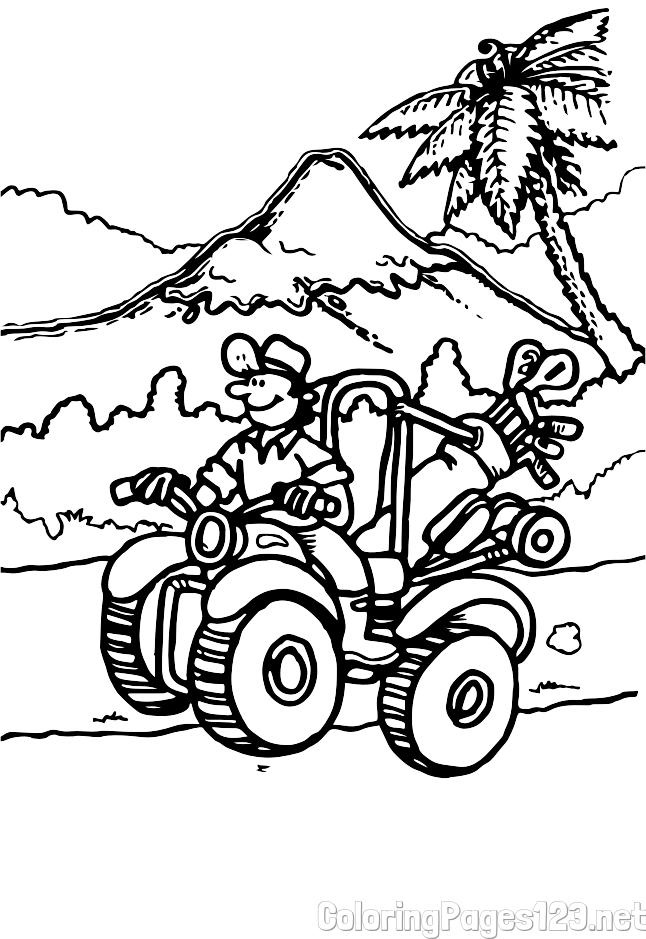 Four-wheeler (ATV) and Happy Rider Coloring Page