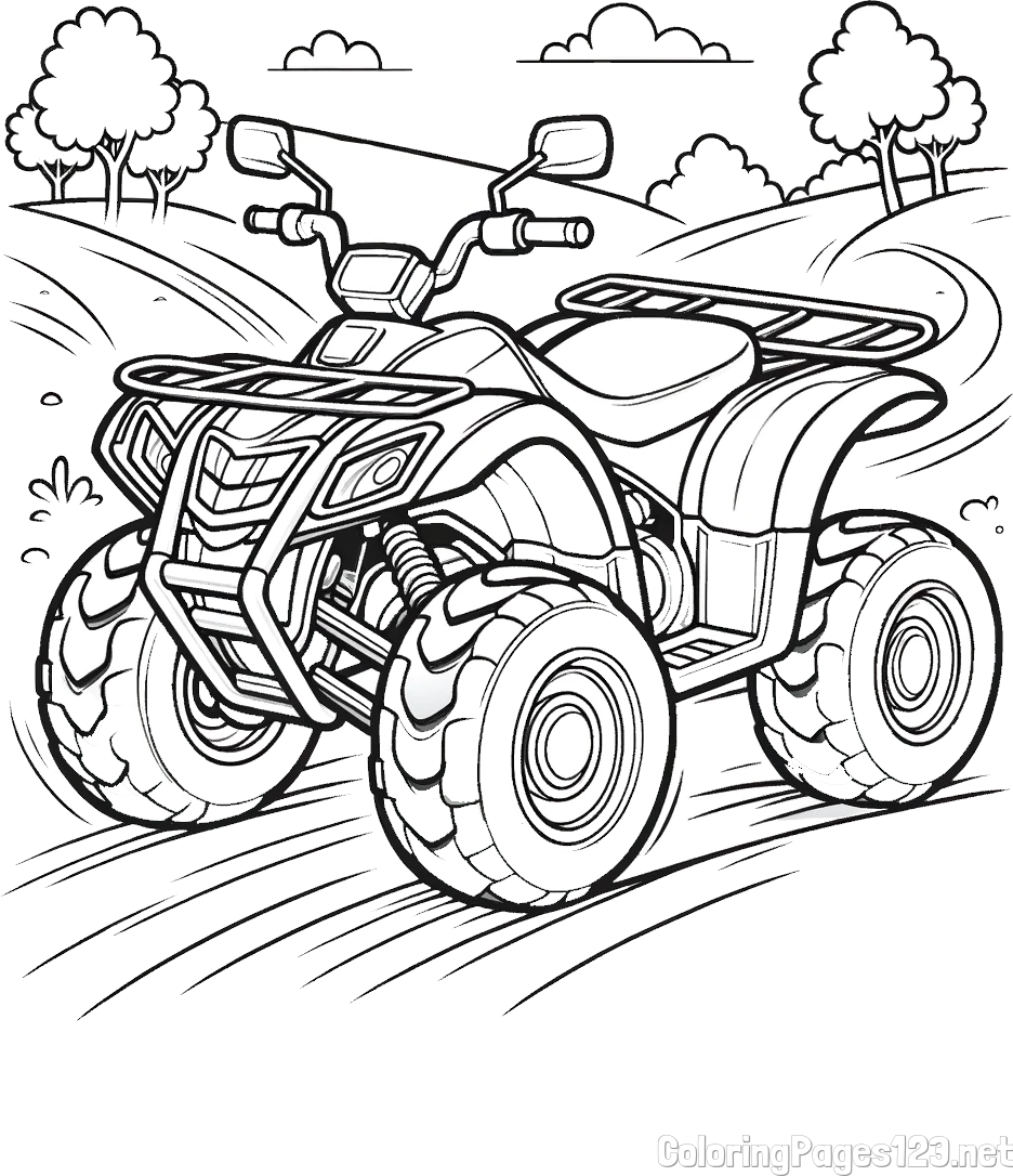 Four-Wheeler in Nature Coloring Page