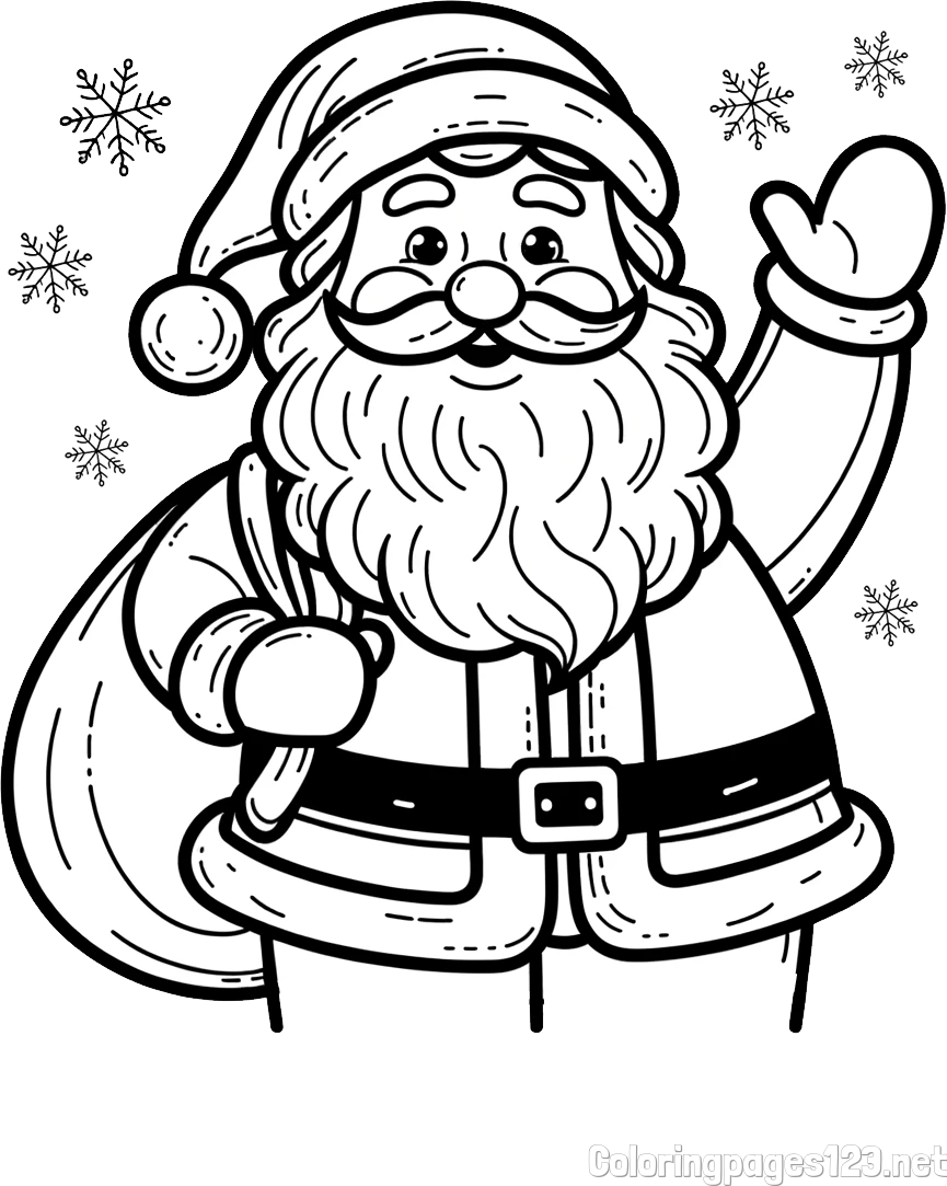 Free Coloring Page of Joyful Santa Claus