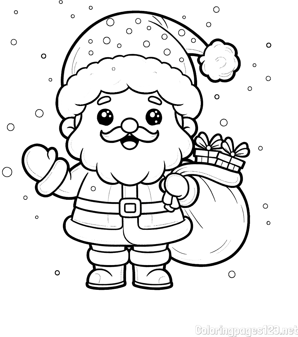 Free Coloring Page of Santa Claus with Presents