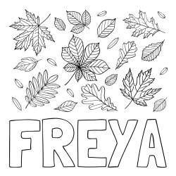 Online Created Coloring Page - FREYA Coloring Page and Autumn Leaves Coloring Page