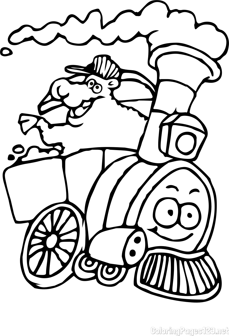 Funny Train Coloring Page for Kids