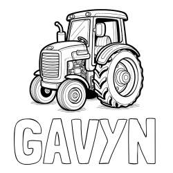 Online Created Coloring Page - GAVYN Coloring Page and Tractor Coloring Page - Realistic and Beautiful
