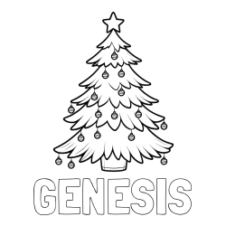 GENESIS Coloring Page and Christmas Tree with Star and Ornaments Coloring Page
