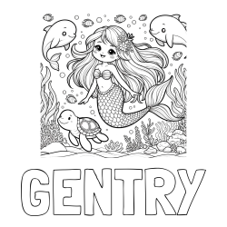 Online Created Coloring Page - GENTRY Coloring Page and Coloring Page of a Cute Mermaid with Friends