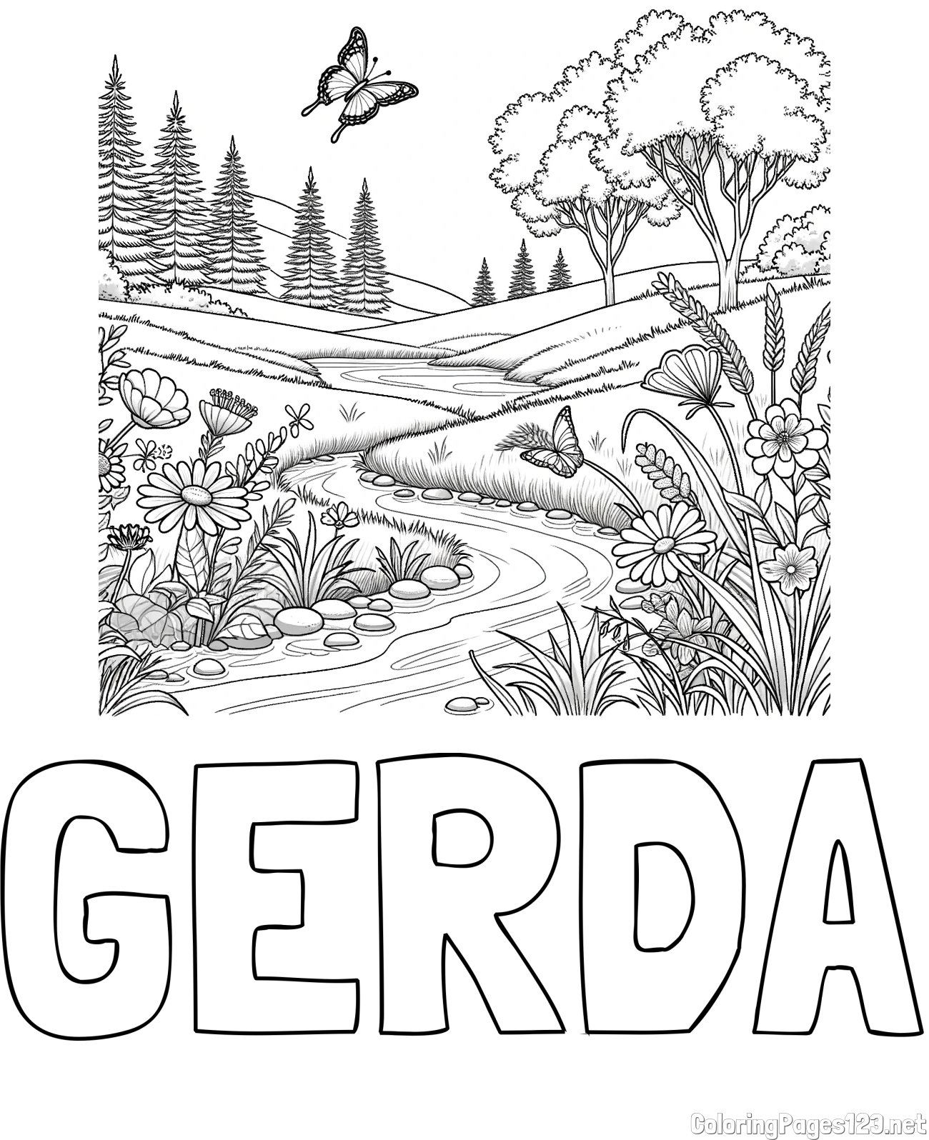GERDA Coloring Page and Summer Nature Coloring Page