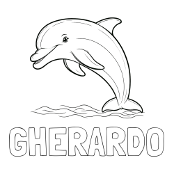 Online Created Coloring Page - GHERARDO Coloring Page and Children's Coloring Page of a Smiling Dolphin Jumping