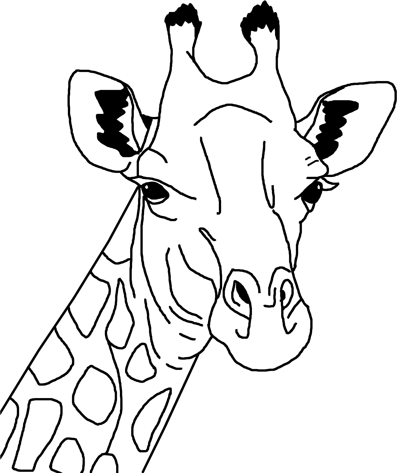 Beautiful Coloring Page of a Giraffe's Head
