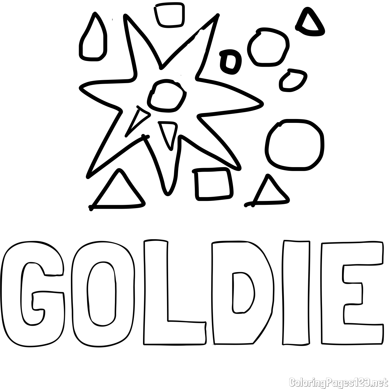 GOLDIE Coloring Page and Shapes