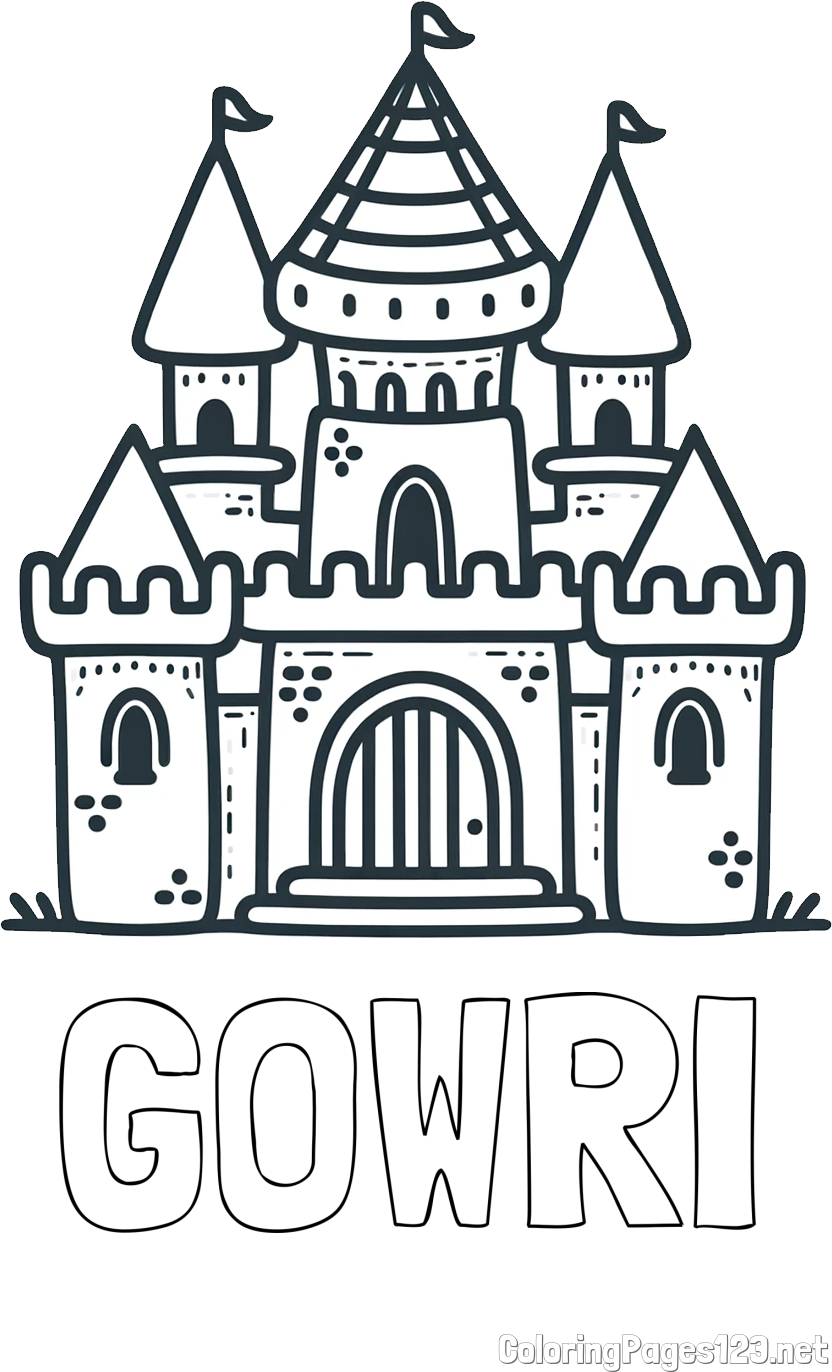 GOWRI Coloring Page and Beautiful Castle Coloring Page for Kids
